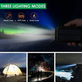 Solar Power Bank – Waterproof, Fast Charging, High-Capacity Powerbank with SOS & LED Light for Outdoor Survival