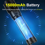 Ultra Bright 15000mAh LED Tactical Flashlight – USB Rechargeable, Zoomable, Long Range (Up to 6000M)