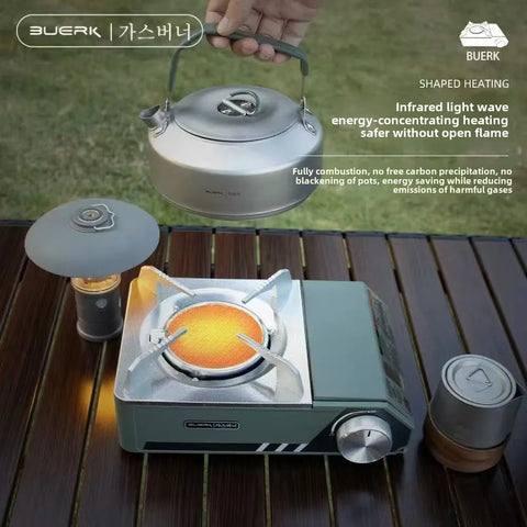 BUERK Camping Infrared Stove – Portable Windproof Outdoor Furnace with Carry Box