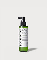 Green bottle with black pump labeled 'SOME BY MI' on a white background