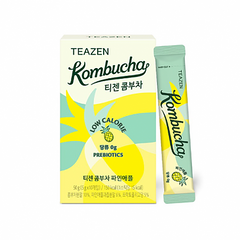 Teazen Kombucha package with a pineapple illustration on a white background