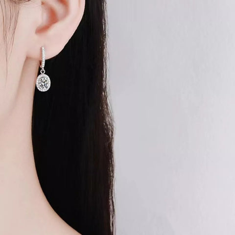 1 Carat Moissanite 925 Sterling Silver Drop Earrings