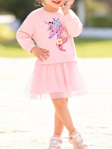 Children's Unicorn Graphic Tulle Dress