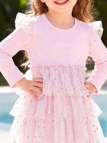 Children's Long Sleeve Tulle Layered Dress