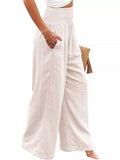 Smocked High Waisted Wide Leg Pants