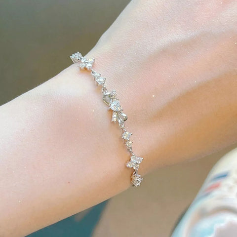 925 Sterling Silver Chain Bow Bracelet