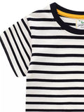 Children's Embroidered Striped Round Neck T-Shirt