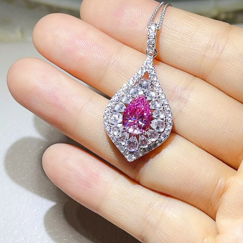 2 Carat 925 Sterling Silver Moissanite Pendant Necklace
