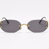 Rimless Oval Sunglasses with Gold Frame