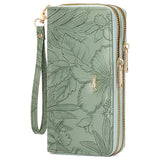 Embossed Floral Pattern Double Zipper Wallet
