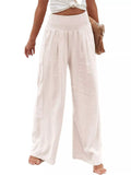 Smocked High Waisted Wide Leg Pants