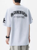 Men's Plus Size Varsity Style Applique Round Neck T-Shirt