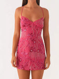 Beaded Floral Mini Dress