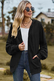 Drawstring Zip Up Dropped Shoulder Hoodie