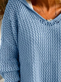 Openwork Long Sleeve Hooded Knit Cover Up
