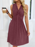 Sleeveless Twist Knot Front Casual Dress