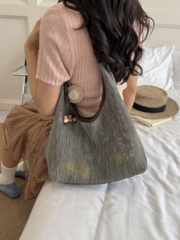 Textured Woven Shoulder Bag