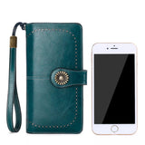 Vintage Style Leather Long Wallet