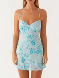 Beaded Floral Mini Dress