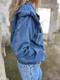 Plus Size Button Up Chest Pockets Denim Jacket
