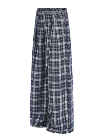 Men's Plaid Wide-Leg Pants