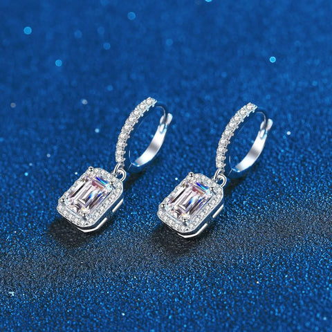 1 Carat 925 Sterling Silver Moissanite Drop Earrings