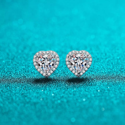 2 Carat 925 Sterling Silver Moissanite Heart Earrings