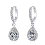 1 Carat 925 Sterling Silver Moissanite Hoop Teardrop Earrings