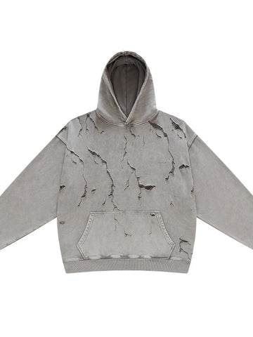 Men's Distressed Long Sleeve Hoodie