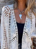 Full Size Embroidered Open Front Cardigan Plus Size