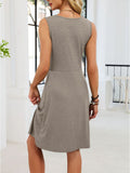 Sleeveless Twist Knot Front Casual Dress