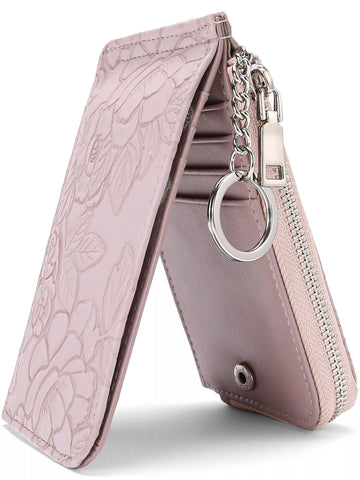 Embossed Floral Leather Bifold Wallet