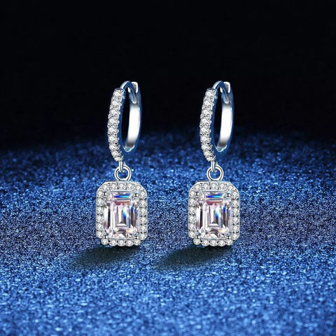 1 Carat 925 Sterling Silver Moissanite Drop Earrings