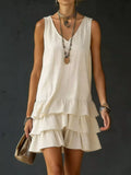 Full Size Ruffled Hem V-Neck Sleeveless Dress Plus Size