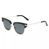 Classic Clubmaster Style Sunglasses with Gold Accents