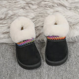 Fur-Lined Platform Boots with Decorative Woven Strap