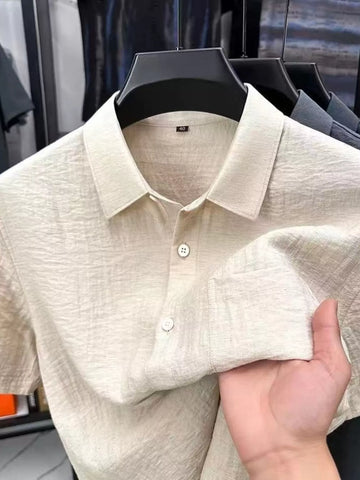 Men's Plus Size Lightweight Textured Short-Sleeve Shirt
