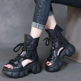 Chunky Platform Lace-Up Sandals