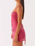 Beaded Floral Mini Dress