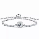 1 Carat Moissanite 925 Sterling Silver Chain Bracelet