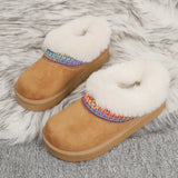 Fur-Lined Platform Boots with Decorative Woven Strap
