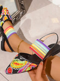 Contrast Point Toe Slingback Sandals