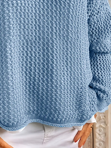 Openwork Long Sleeve Hooded Knit Cover Up