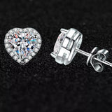 2 Carat 925 Sterling Silver Moissanite Heart Earrings