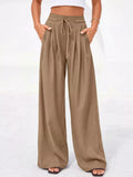 Full Size High-Waisted Wide-Leg Pleated Pants Plus Size