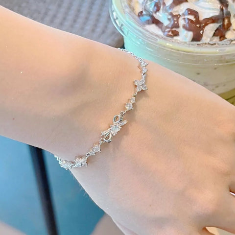 925 Sterling Silver Chain Bow Bracelet