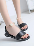 Pearl Embellished Flat Sandals