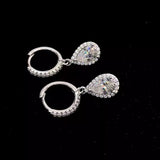 1 Carat 925 Sterling Silver Moissanite Hoop Teardrop Earrings