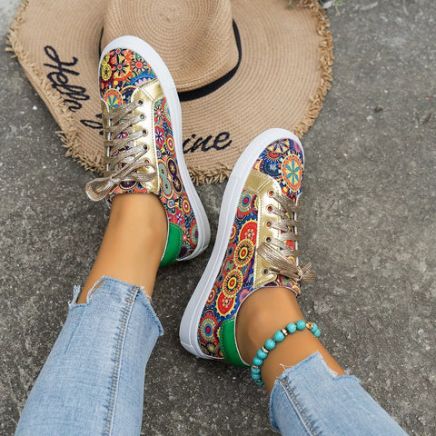 Printed Round Toe Sneakers
