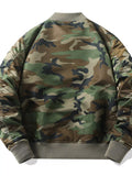 Men's Plus Size Camouflage Zip Up Bomber Jacket